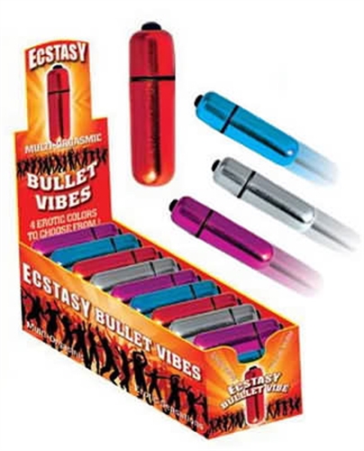 Ecstasy Bullet Vibes Assorted Colors 36 Pcs Per Display
