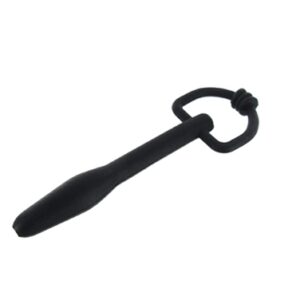 Silicone Cum Thru D Ring Penis Plug - Black