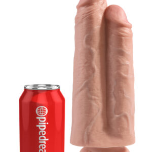 King Cock 9 Inch Two Cocks One Hole - Flesh