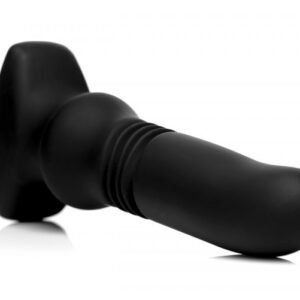 Thunder Plugs Silicone Vibrating and Thrusting Plug - Black