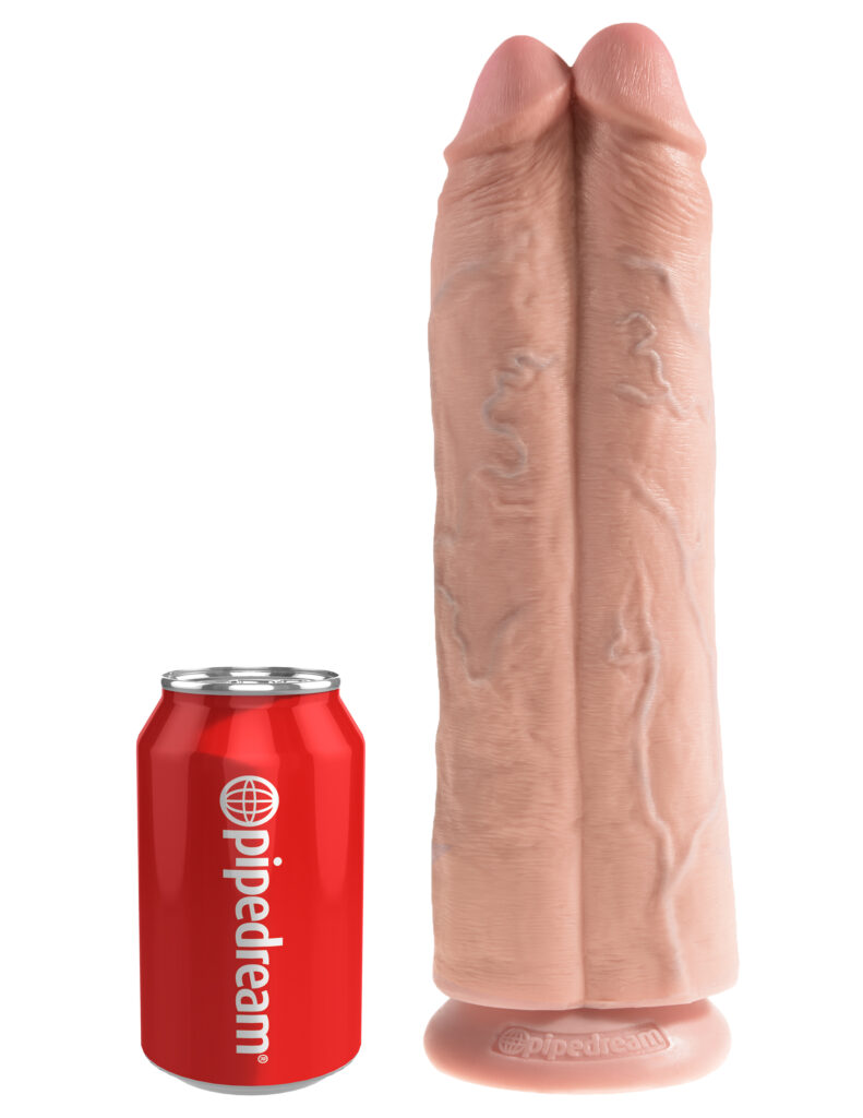 King Cock 11" Two Cocks One Hole - Flesh