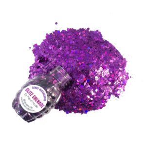 Berry Mischievous Cosmetic Glitter Glitz Grenade Keychain in Aloe Gel