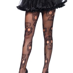 Sugar Skull Net Pantyhose - One Size
