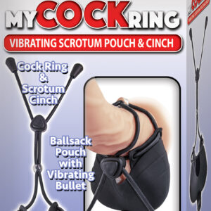 My Cock Ring Vibrating Scrotum Pouch & Cinch -  Black