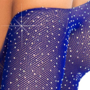 Rhinestone Snap Crotch Bodysuit - One Size - Royal Blue