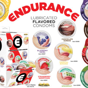 Endurance Condoms - 144 Count Wall Mount Display - Assorted Flavors