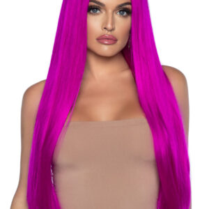 33 Inch Long Straight Center Part Wig - Raspberry