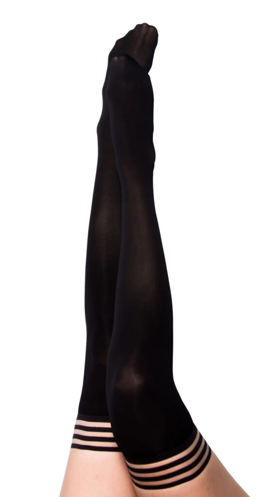 Danielle - Black Opaque Thigh High - Size C -  Black