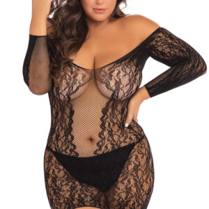 Demure Long Sleeve Mini Dress - Black - 3x/ 4x