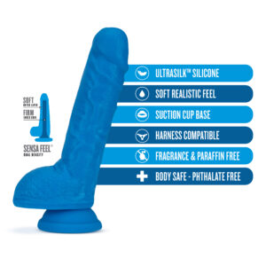Neo Elite - 9 Inch Silicone Dual Density Cock With Balls - Blue