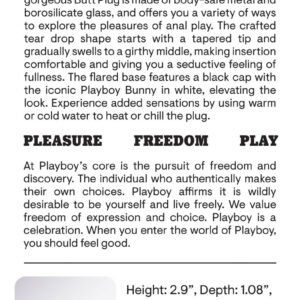 Playboy Pleasure - Tux - Small - Butt Plug - Hematite