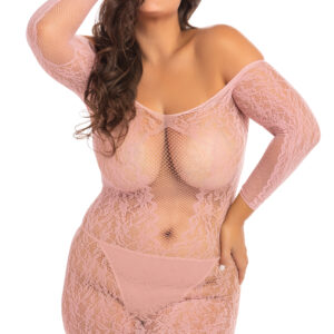 Demure Long Sleeve Mini Dress - Rose - 3x/ 4x