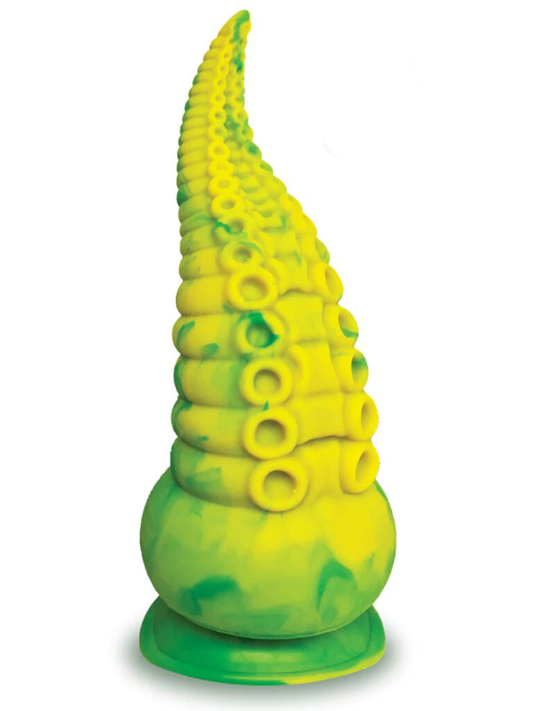 Alien Nation Octopod Silicone Rechargeable Vibrating Creature Dildo - Yellow and Green