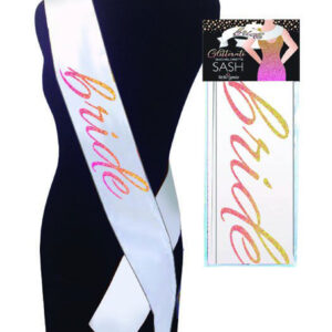 Glitterati Bride Sash - White