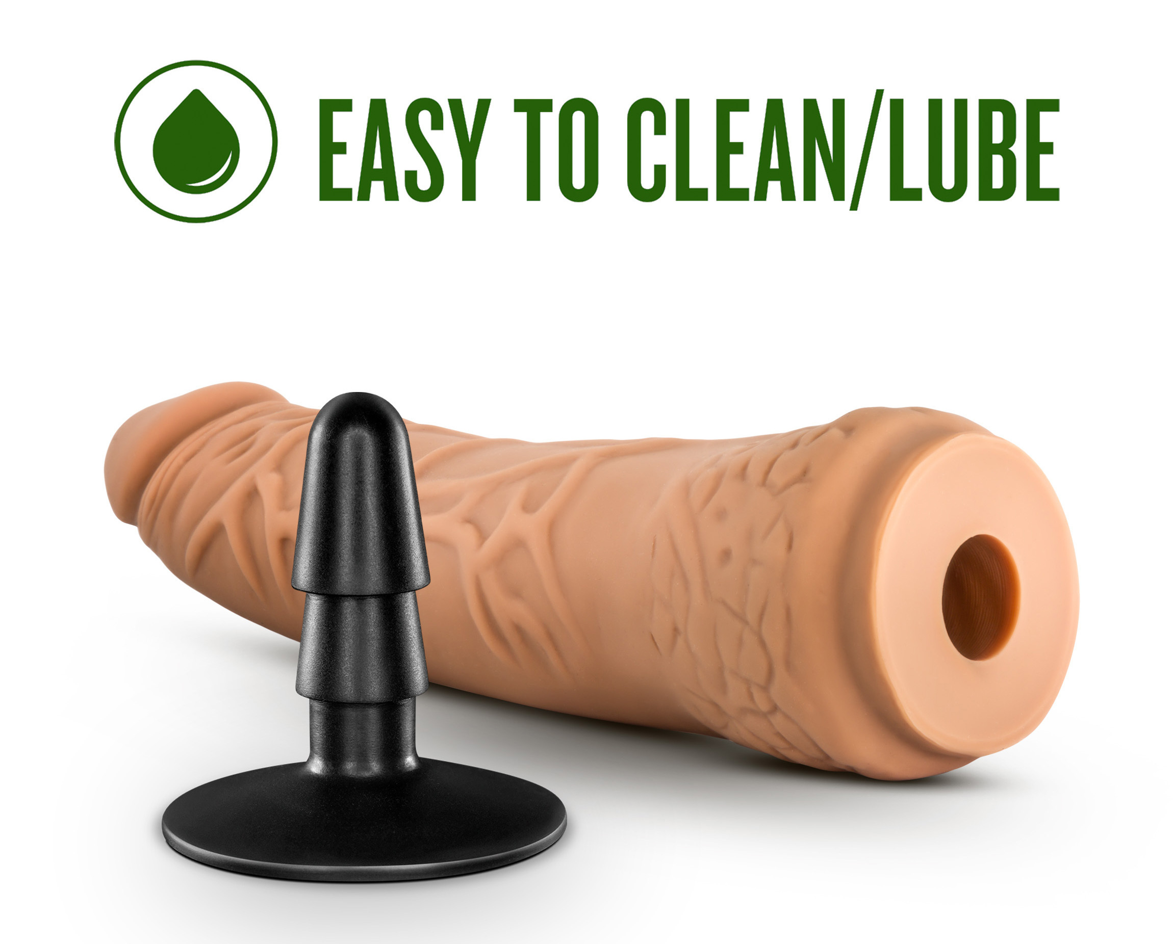 Lock on - Hexanite - 7.5 Inch Dildo With Suction Cup Adapter - Mocha