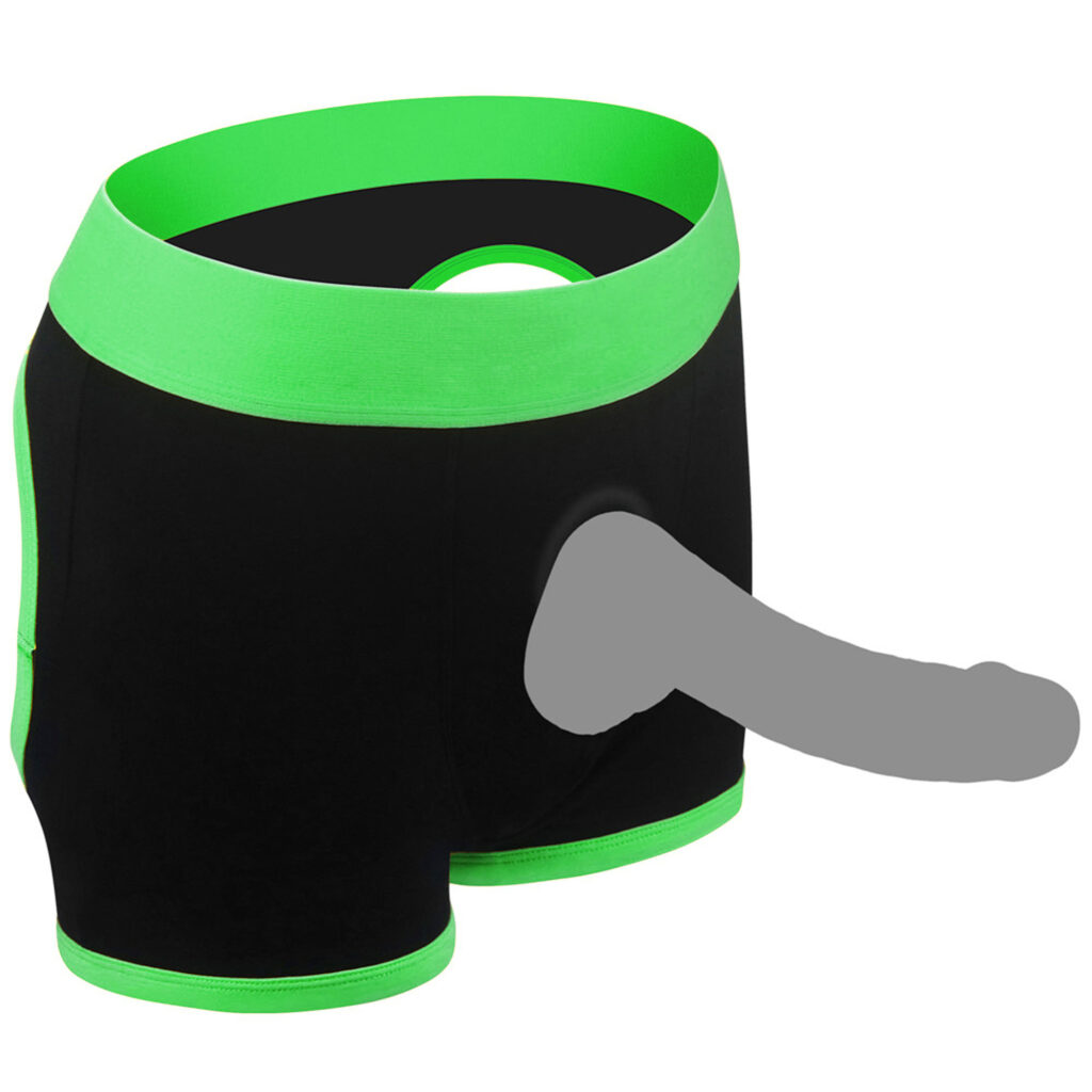 Get Lucky Strap-on Black/green Boxers - M/l
