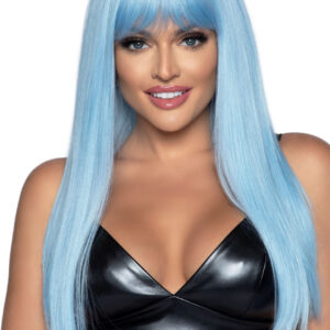 24 Inch Long Straight Bang Wig Blue