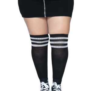 Over the Knee Athletic Socks -1x/2x - Black/white