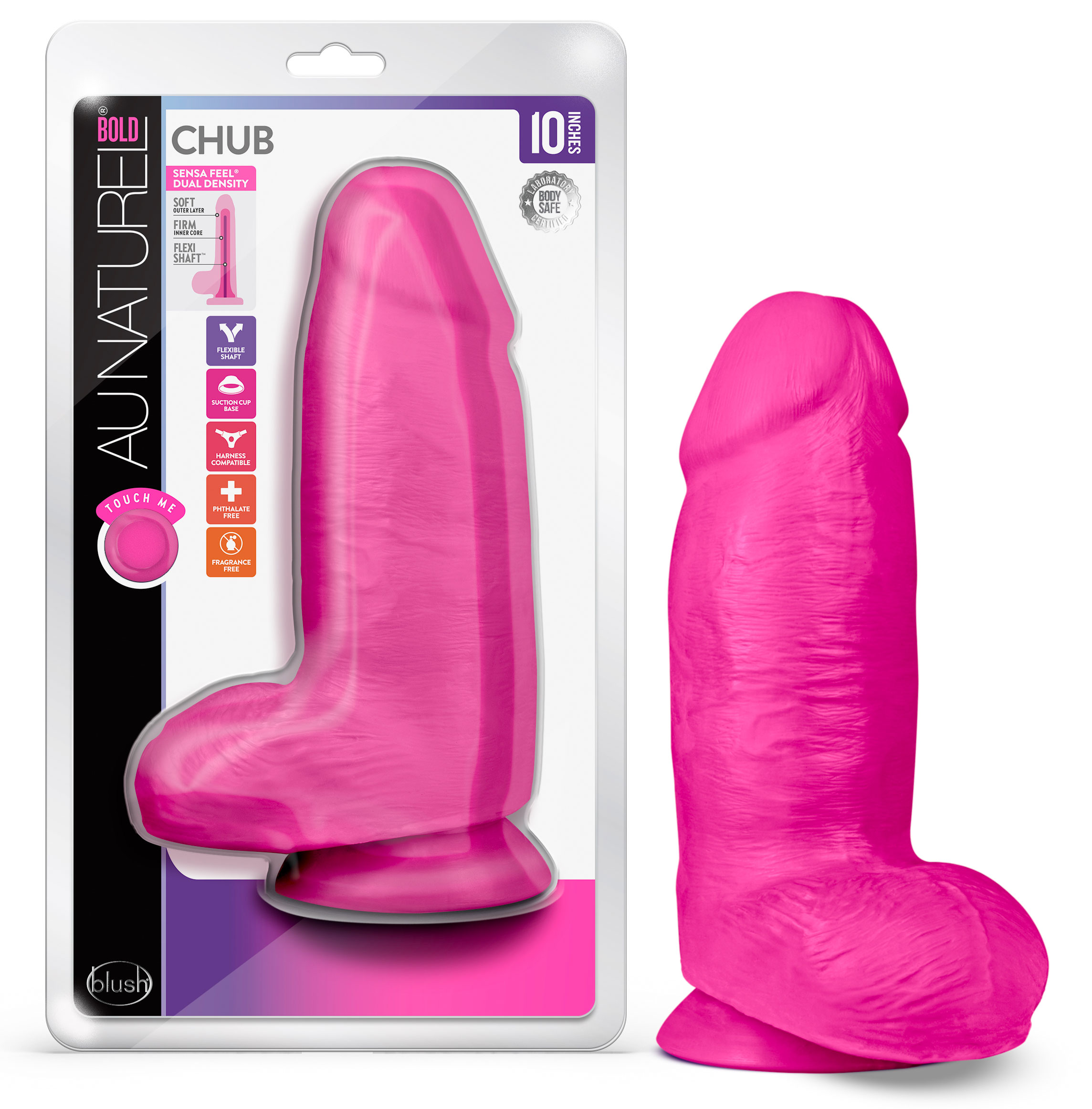 Au Naturel - Bold - Chub - 10 Inch Dildo - Pink