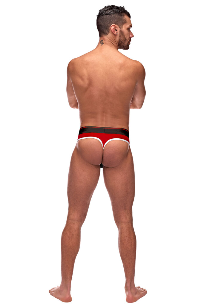 Retro Sport Panel Thong - S/ M - Red/ Black