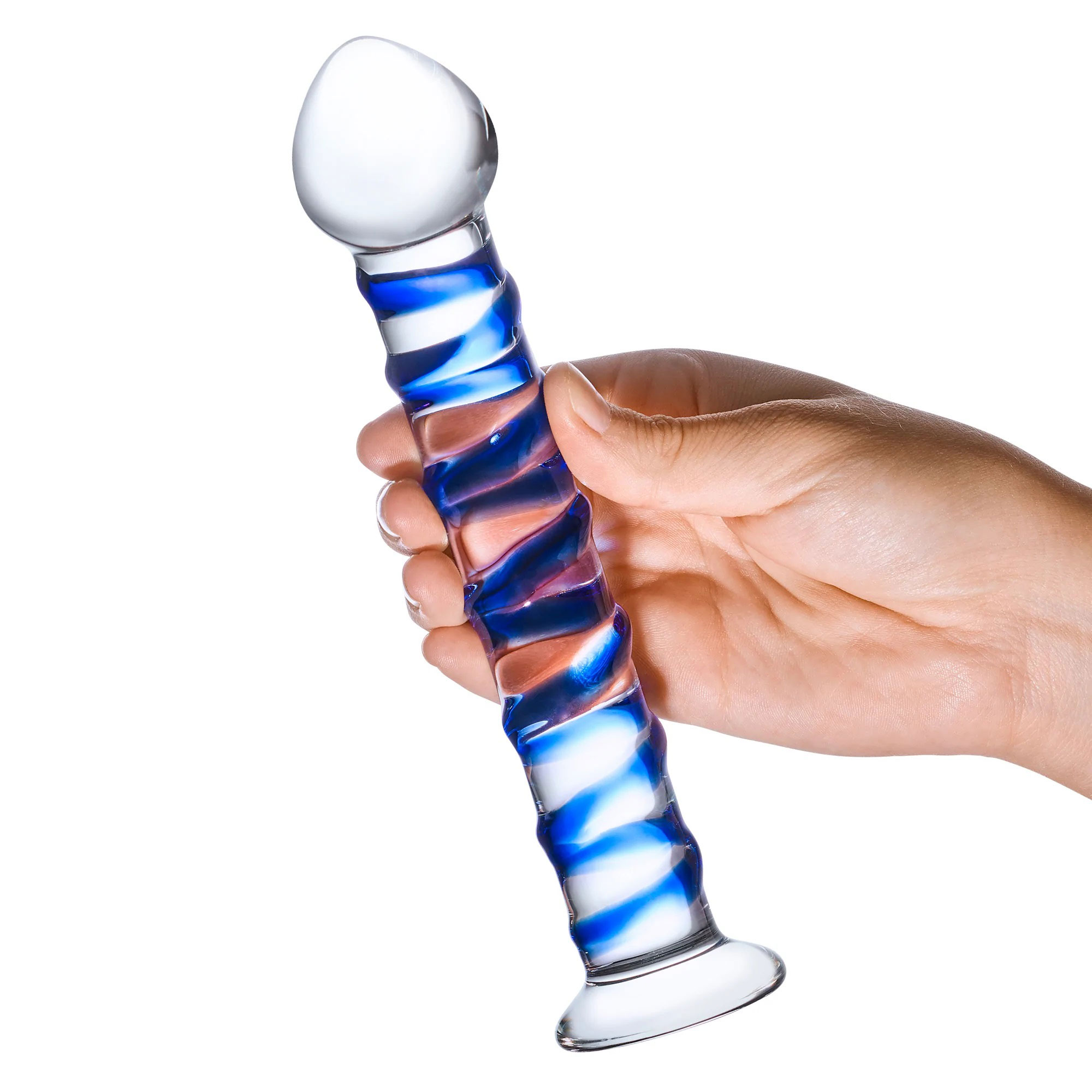 Blue Spiral Glass Dildo - Image 5