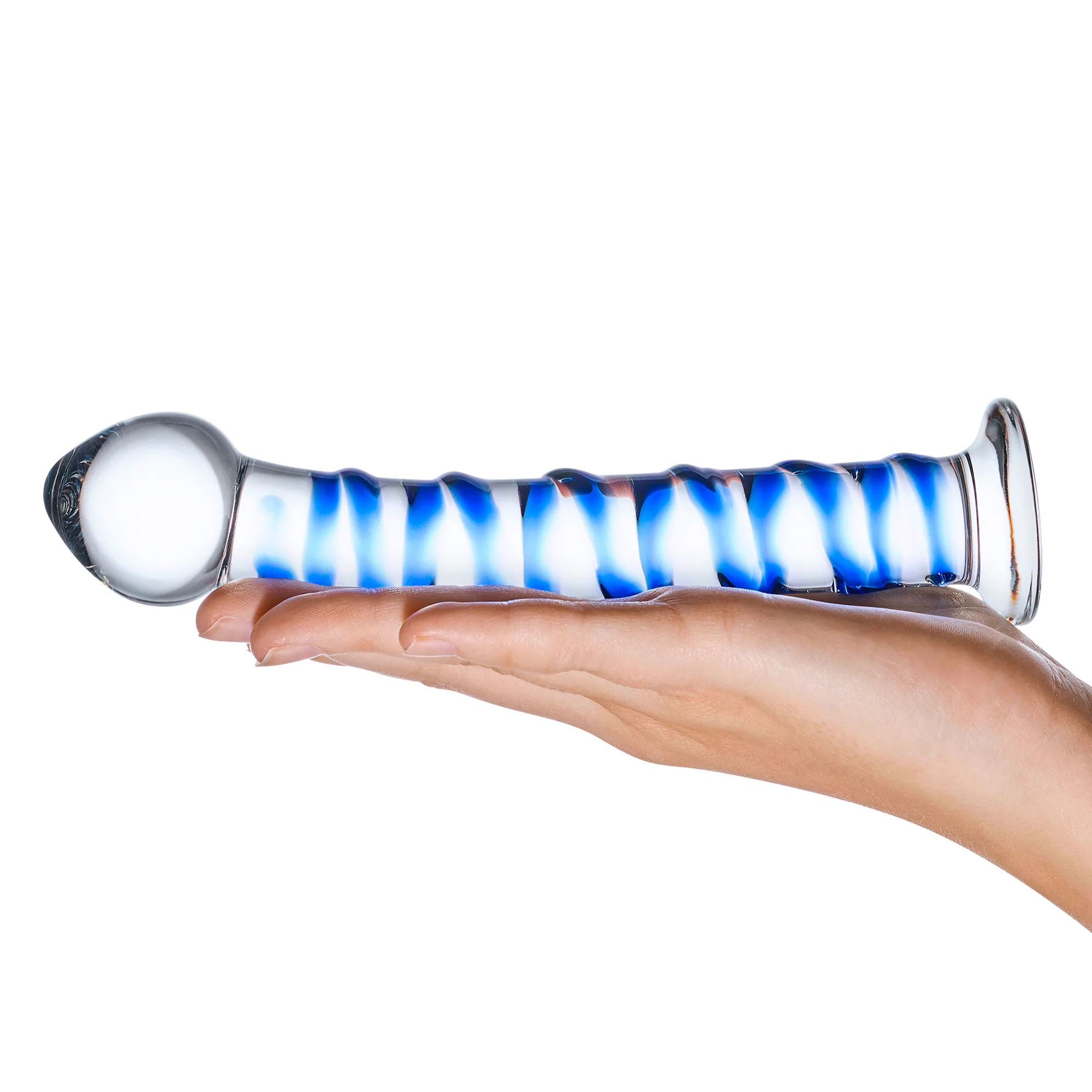 Blue Spiral Glass Dildo - Image 2